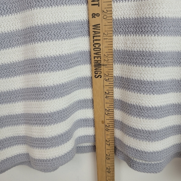 Chelsea & Theodore long gray white hoodie stripes sweater nautical cozy beach M - Picture 5 of 11